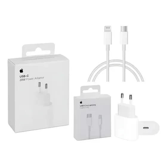 CARGADOR APPLE + CABLE LIGHTNING 20W REPLICA